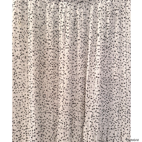 WD.NY White & Black Pleated Polka Dot Midi Skirt Medium - Picture 2 of 4